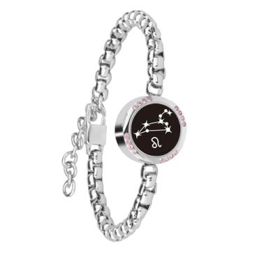 Imagem de INOWL Pulseiras de toque de longa distância, pulseiras para casais, pulseiras inteligentes para casais, joias, constelações de Leão, prata, adjustable, Aço inoxidável, Zircônia cúbica