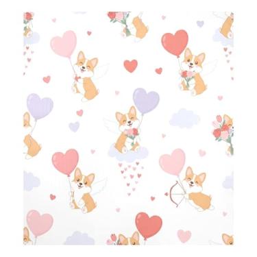 Imagem de Blueangle Capa magnética para lava-louças para cães Corgi Dia dos Namorados, decoração da capa frontal da máquina de lavar louça, adesivos de eletrodomésticos, adesivos de eletrodomésticos, 58 cm C x