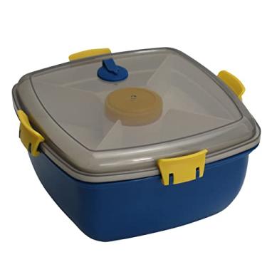 Imagem de Container de Almoço com Salada 4 Compartimentos Taza Molho Colher Camadas Containers Armazenamento para Preparo Alimentos Lanches Escola Viagem Acampa