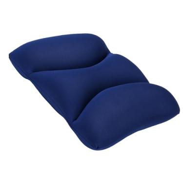 Imagem de Dioche Almofada de Cadeira Almofada de Assento Macia e Confortável Partículas de Espuma Preenchendo Cintura Costas Travesseiro de Apoio Lombar para Escritório Casa Poliéster Preto (Azul)