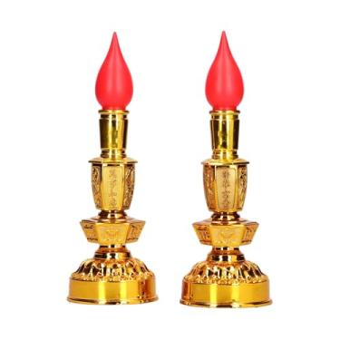 Imagem de HEEPDD Lâmpada de Buda, Meditação LED Luz de Lótus Com 2 Opções de Energia Baixo Consumo de Energia Estilo Chinês Decoração Tradicional para Casa Altar (Lâmpada de vela elétrica de luz única)