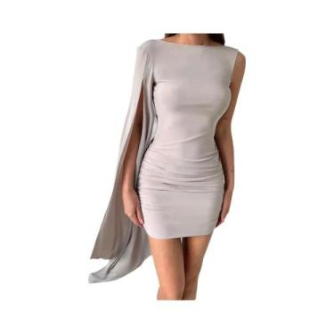 Imagem de Vestido Mini Sexy Sem Costas Para Mulheres, Manga Irregular Com Detalh