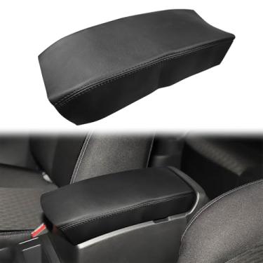 Imagem de RUIANTE Substituição da capa do console central para Nissan Rogue 2ª geração 2014-2020, capa protetora de substituição de apoio de braço de couro acessórios de carro (preto, apenas peça de couro)