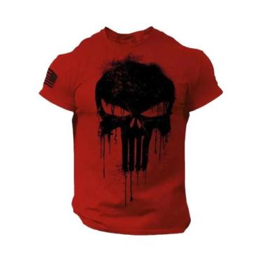 Imagem de Camiseta masculina de manga curta com estampa de caveira militar patri
