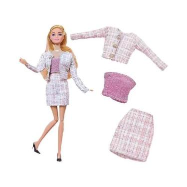 Imagem de Vestido Fashion Para Boneca Barbie, Conjunto De Inverno Com Saia, Suét