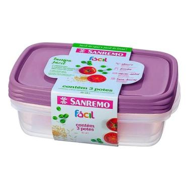 Imagem de Conjunto 3 Potes Plástico Rosa Sanremo 1,8L