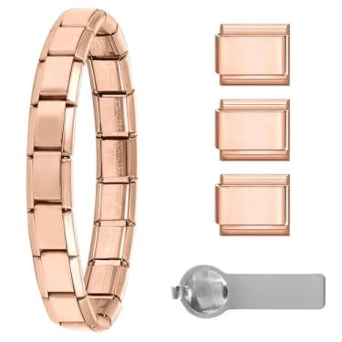 Imagem de papasgix Pulseiras italianas com berloques italianos, pingentes italianos de aço inoxidável de 9 mm, destacáveis, personalizados, Aço inoxidável, Sem Pedra Preciosa