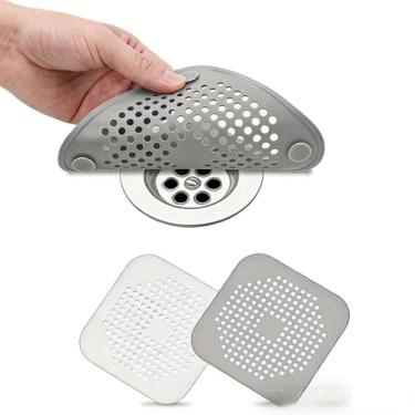 Imagem de [Capa de ralo de chão] 2/4 peças de adesivos de ralo de silicone com ventosas - tapetes de drenagem antientupimento para banheiro e cozinha (4)