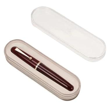 Imagem de AMSOH Caneta-tinteiro marfim tamanho grande caneta de resina EF/F/M ponta com conversor grande papelaria escritório material escolar caneta de escrita (vinho tinto com caixa, 0,5)