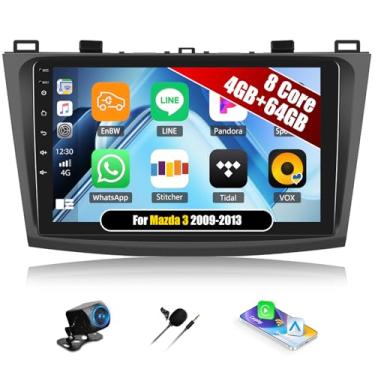 Imagem de [4+64G] Qualcomm Android 15 estéreo automotivo de 8 núcleos para Mazda 3 2009-2013 com carro sem fio e Android Auto, rádio automotivo de 22 polegadas com link espelhado, Bluetooth 5.1 FM/RDS DSP WiFi