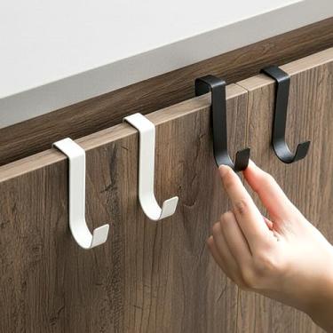 Imagem de 4 ganchos para porta de armário em forma de J sem broca de aço carbono sobre a porta ganchos de gaveta galvanizados gancho de armazenamento de armário para pendurar toalhas bolsas uso banheiro (2
