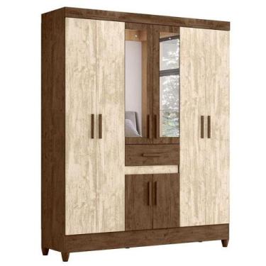 Imagem de Guarda Roupa Casal Portugal 8 Portas Castanho Wood Avelã Wood Com Espe