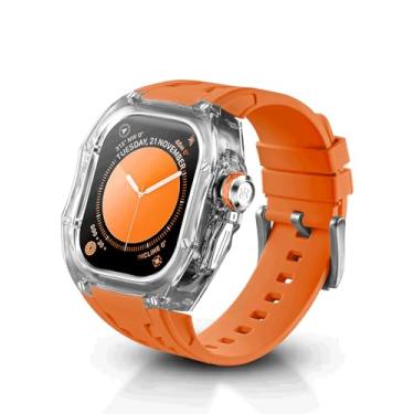 Imagem de RYUEUYA Capa robusta com pulseira para Apple Watch Ultra 3/2/1 de 49 mm, capa resistente translúcida com pulseira esportiva militar para homens, capa tática à prova de choque para iWatch, T-OR