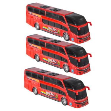 Imagem de 3 Ônibus Com 2 Andares 42cm Buzão Brinquedo - Bs Toys