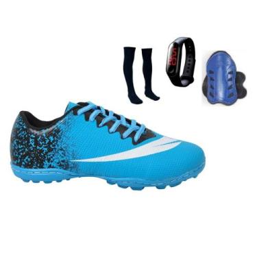 Imagem de Chuteira Society Adulto Infantil com Meião Caneleira e Relogio - Perfl