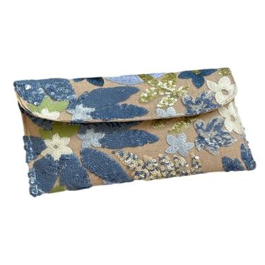 Imagem de Bolsas de mão para mulheres, bordado floral com lantejoulas e contas para festa de casamento, bolsa de noite com contas de lantejoulas (azul)