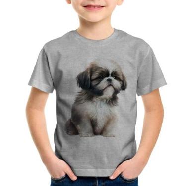 Imagem de Camiseta Infantil Cachorro Shih Tzu Filhote - Foca na Moda, Cinza, 12