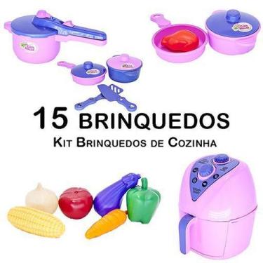 Imagem de Kit Cozinha Infantil Jogo de Panela Air Fryer Legume 15pç - Altimar