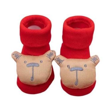 Imagem de Meias De Algodão Antiderrapantes Para Bebês Meninos E Meninas, Vermelh
