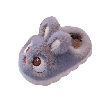 Imagem de Pantufas femininas confortáveis com forro de lã e sola grossa, modernas, outono, inverno, macias para casa, com sola plana, Cinza, 35