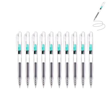 Imagem de GZBABY Caneta de gel retrátil, 10 peças, caneta esferográfica de ponta fina para exame de estudo, 0,5 mm, secagem rápida (preto)