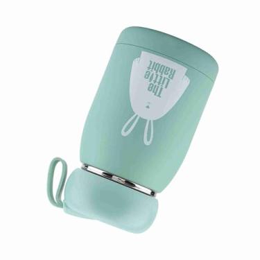 Imagem de Cryfokt Copo de Vácuo à Prova de Vazamento de Aço Inoxidável, Garrafa de água Isolada Com Padrão de Coelho Fofo para Viagens, Escritório, Escola, Piquenique (Verde)