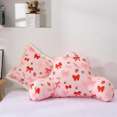 Imagem de Aimuan Travesseiro de leitura, descanso de cama, cunha, encosto de cunha, laço vermelho, lindo laço de fita impressa, coleções com braços sentados na cama, blush