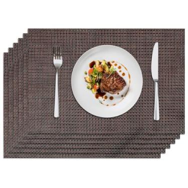 Imagem de Privalace Jogo americano de PVC 45,7 x 30,5 cm, conjunto de 6 mesas de jantar resistentes ao calor, antiderrapantes, laváveis e antiderrapantes, duráveis para refeições diárias, jantares em família