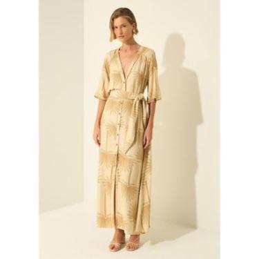 Imagem de Vestido Longo Estampado Com Mangas Curtas E Botões-Feminino