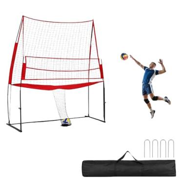 Imagem de SCHENG-V Rede de voleibol, rede de voleibol de altura ajustável para quintal, equipamento de treinamento de vôlei portátil com estrutura triangular estável e haste de equilíbrio, rede de treino