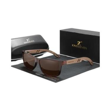 Imagem de Óculos De Sol Polarizados Vintage De Madeira KINGSEVEN Proteção UV400 