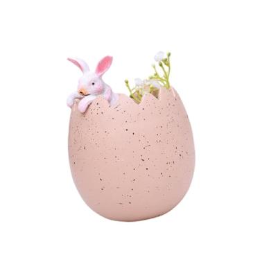 Imagem de oshhni Decoração de Ovo de Páscoa com da Páscoa, Centro de Mesa de Primavera, Estátua de Resina de Páscoa para Decoração de Casa, Ideal para Mesas e, Rosa