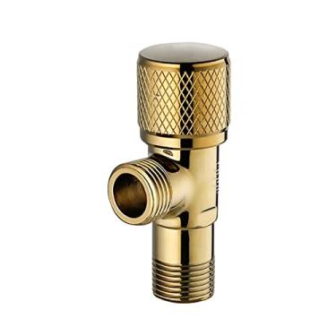 Imagem de Válvula de parada de ângulo de banheiro válvula de desligamento de água quente fria e quente para pia de cozinha de banheiro, prata, ouro, preto, 1 peça (ouro)