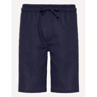 Imagem de Bermuda Sergio K Masculina Elastico Linho Casual Azul Marinho-Masculino