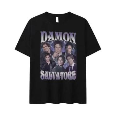 Imagem de Camiseta Feminina Oversized Com Estampa De Drama De TV Damon Salvatore