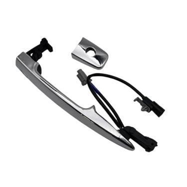 Imagem de Maçaneta de suporte para porta de carro 806469N00A, 806451Aa0A Puxadores de porta externa cromados dianteiros prateados ABS apto para Nissan apto para folha (direita)
