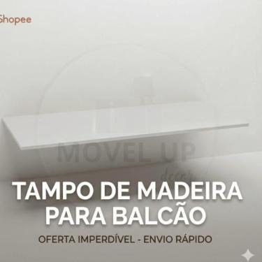 Imagem de Tampo De Cozinha Branco 120x51cm p/ Balcão de Pia Armário Cooktop Em M