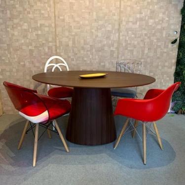Imagem de Mesa de Jantar Cone Laminada Imbuia Rajado  Oval 160x90 cm - Personal 