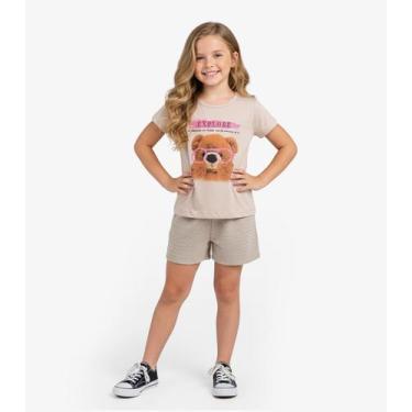 Imagem de Conjunto Infantil Curto Verão Menina Select Marrom, 3, Marrom