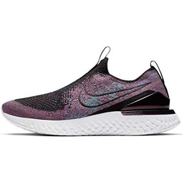 Imagem de Tênis de corrida feminino Nike Epic Phantom React Flyknit, Preto/preto-universidade vermelho - hyper jade - safira, 7.5
