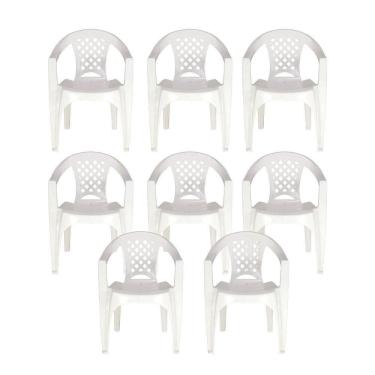 Imagem de Kit 8 Cadeiras Tramontina Iguape Polipropileno Empilháveis Branco