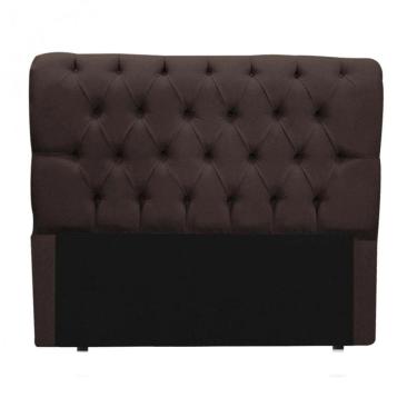 Imagem de Cabeceira Queen Size Suede Marrom 1,60m Estofada Capitone Madrid para cama box