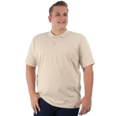 Imagem de Camisa Polo Plus Size Masculina Lisa Básica Areia - ANISTIA, Areia, G2
