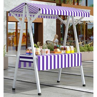 Imagem de Barraca dobrável de aço portátil para uso externo com dossel, mesa de exibição de varejo para brinquedos, artesanato, mantimentos e estatuetas - roxo, 130 cm - ideal para vendedores e quiosques