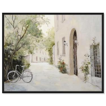 Imagem de Art Remedy Tela de paisagem de fazenda, 61 cm x 50 cm, moldura preta, canto de paralelepípedos