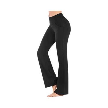 Imagem de Calças De Yoga De Cintura Alta E Perna Larga Para Meninas, Estilo Casu