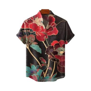 Imagem de Camisa Retro De Linho Masculina, Confortável E Fresca Para O Verão, Ma