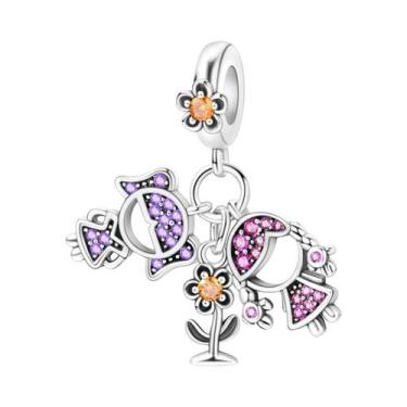 Imagem de Pingentes De Urso Fofo Banhados a Prata Para Pulseiras De Amizade Femi