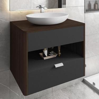 Imagem de Gabinete Armario Banheiro Santorini com 1 Gaveta e Cuba Luna - Móveis 