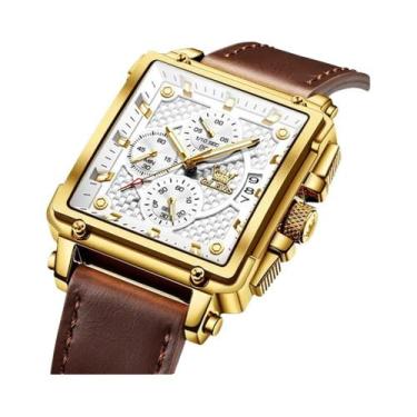 Imagem de Relógio De Pulso Masculino De Luxo OLEVS, Quadrado, À Prova d'Água, Lu